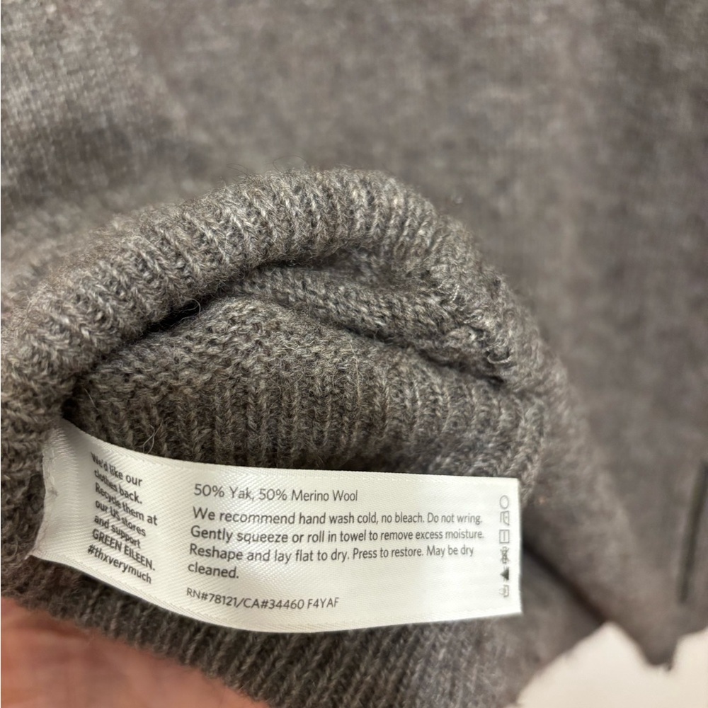 Eileen Fisher Gray Black Merino Wool Yak Sweater Small - Picture 6 of 6